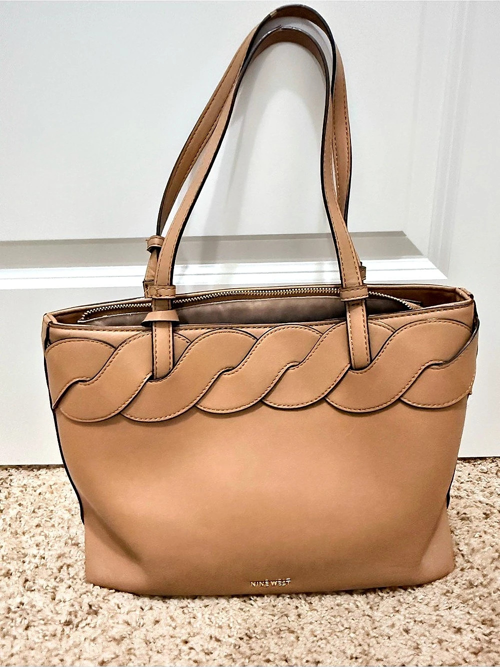 Nine West Braided Detail Tote in Brown